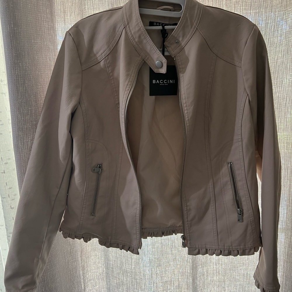 Baccini Women's Beige Leather Jacket